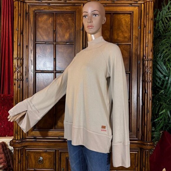 NWOT Peace Love World 'Love Attracts Love' Brush Texture Mock Neck Top - Picture 1 of 16